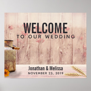 Wedding Welcome Rustic Milk Can Poster