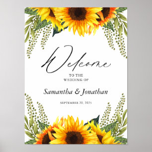 Wedding Welcome Rustic Sunflowers Poster