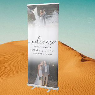 Wedding Welcome Script 2 Photos Boho Retractable Banner
