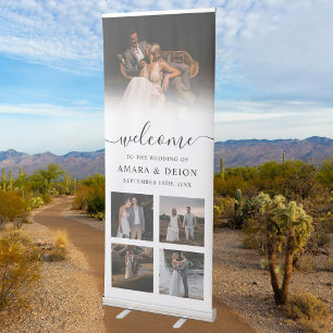 Wedding Welcome Script 5 Photos Boho Retractable Banner