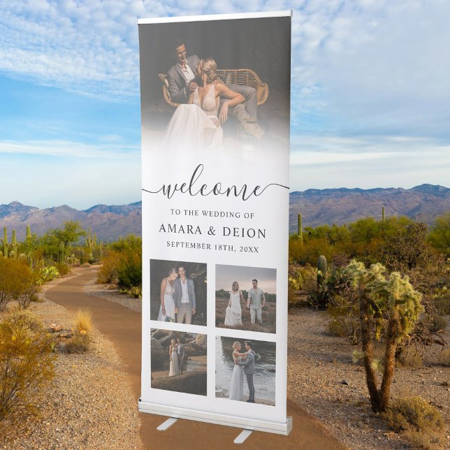 Wedding Welcome Script 5 Photos Boho Retractable Banner (Wedding Welcome Script 5 Photos Boho Retractable Banner)