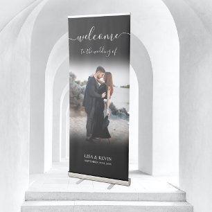 Wedding Welcome Script Calligraphy Elegant Photo Retractable Banner