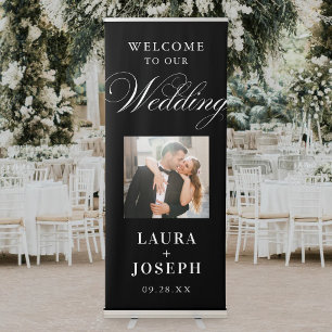 Wedding Welcome Script Calligraphy Elegant Photo Retractable Banner