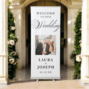 Wedding Welcome Script Calligraphy Elegant Photo Retractable Banner