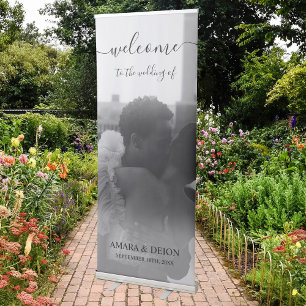 Wedding Welcome Script Calligraphy Full Photo Retractable Banner
