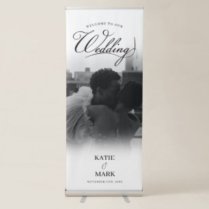 Wedding Welcome Script Calligraphy Modern Photo Retractable Banner