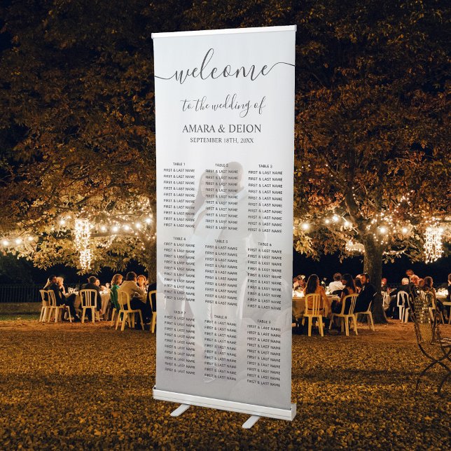 Wedding Welcome Script Full Photo Seating Chart Retractable Banner (Wedding Welcome Script Full Photo Seating Chart Retractable Banner)