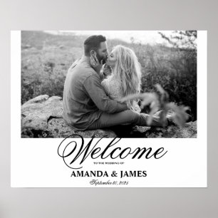 Wedding Welcome Sign Black White Romantic Photo