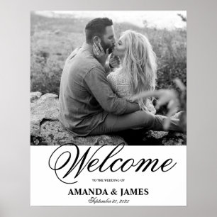 Wedding Welcome Sign Black White Romantic Photo