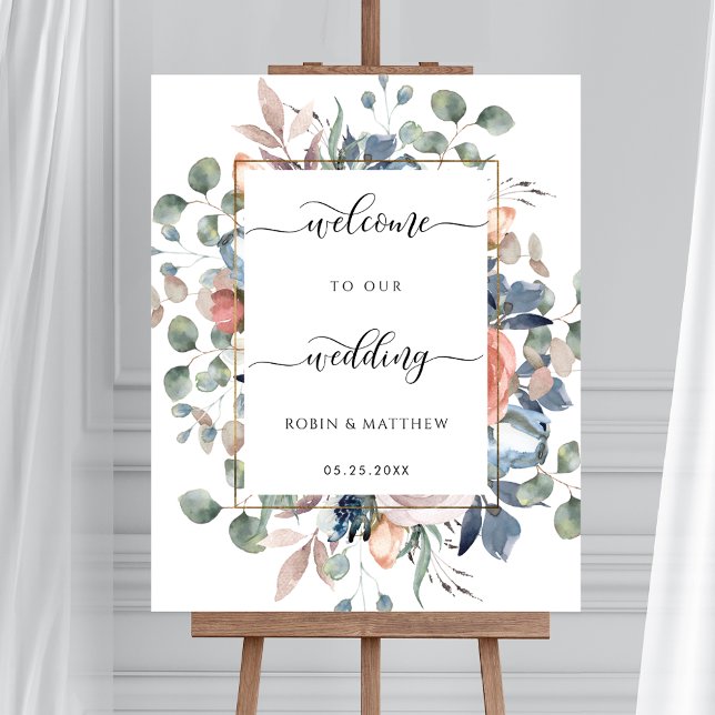 Wedding Welcome Sign, Blissful Floral and Greenery Poster (Creator Uploaded)