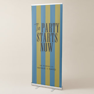 Wedding Welcome Sign, Blue and Green Stripes Retractable Banner