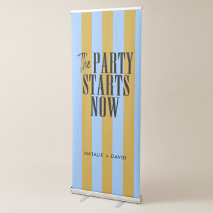 Wedding Welcome Sign, Blue and Yellow Stripes Retractable Banner