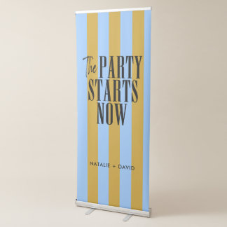 Wedding Welcome Sign, Blue and Yellow Stripes Retractable Banner