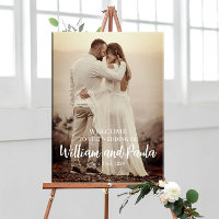 Wedding welcome sign board with photo