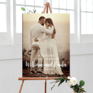 Wedding welcome sign board with photo