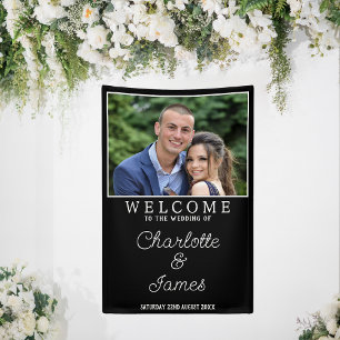 Wedding Welcome Sign Couple Photo Vertical Banner