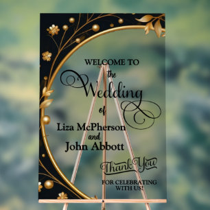 Wedding Welcome Sign Elegant Black & Gold