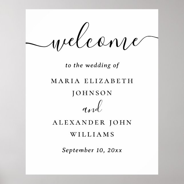 Wedding Welcome Sign | Elegant Minimalist Classic (Front)