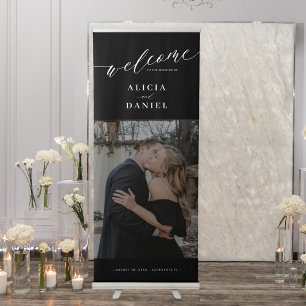 Wedding welcome sign elegant script photo