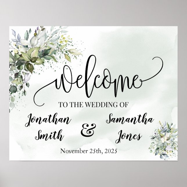 Wedding welcome sign eucalyptus succulent poster (Front)