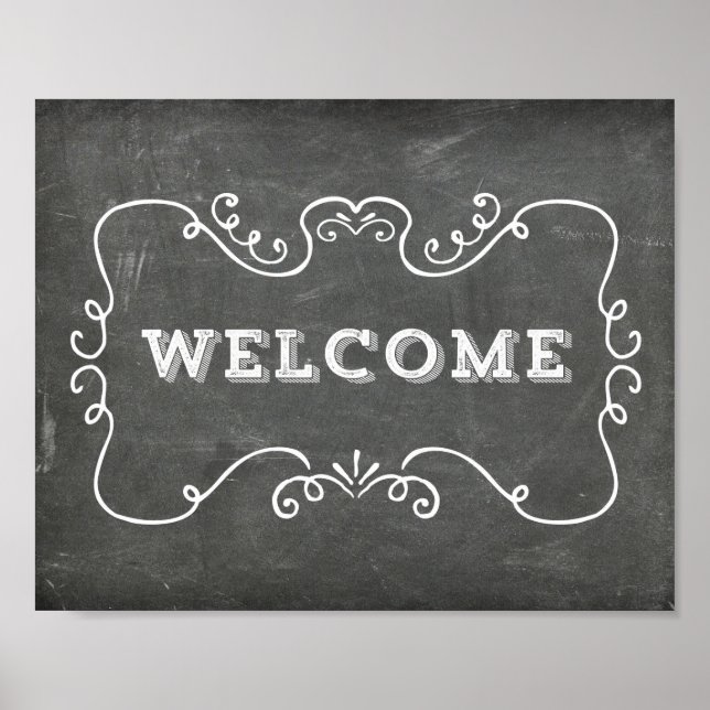 Wedding Welcome Sign Floral Chalkboard (Front)