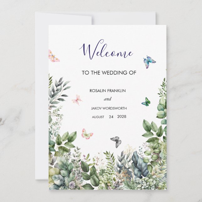  wedding Welcome Sign Holiday Card (Front)