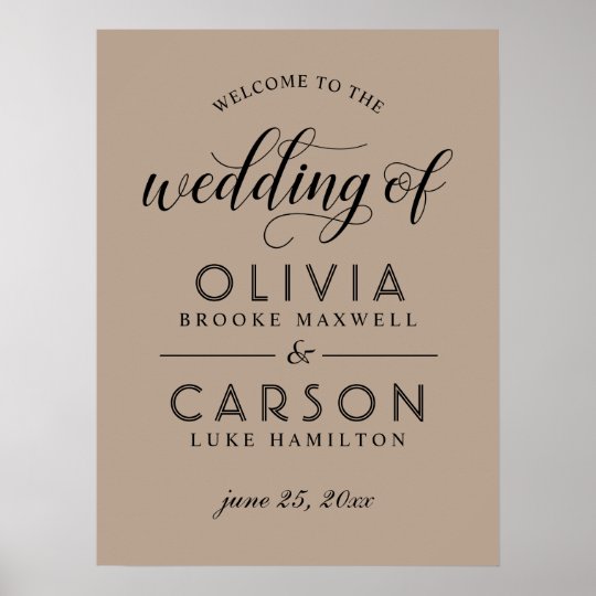 Wedding Welcome Sign | Kraft and Black