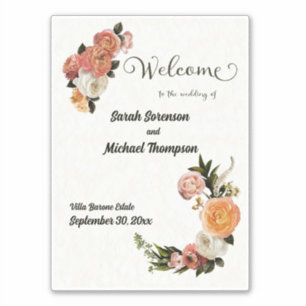 Wedding Welcome Sign Personalised Floral 