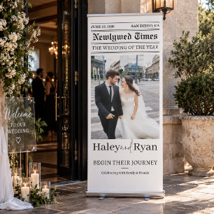 Wedding Welcome Sign, Personalised Photo Editorial Retractable Banner