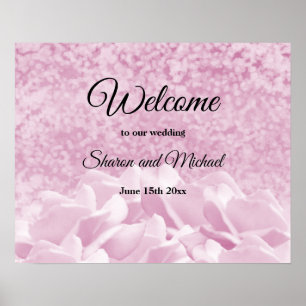 Wedding Welcome Sign Pink Roses