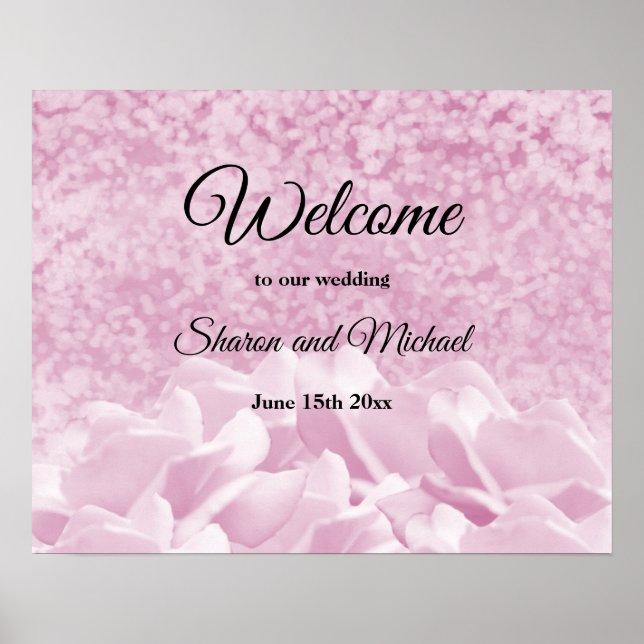 Wedding Welcome Sign Pink Roses (Front)