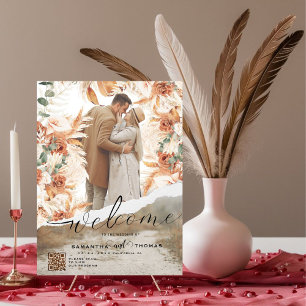 Wedding Welcome Sign Poster With Boho Flower Photo