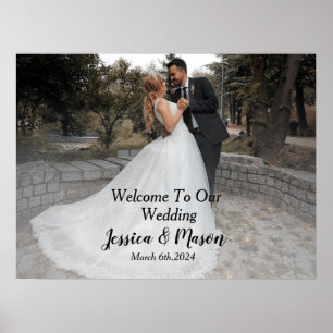 Wedding welcome sign poster with photo