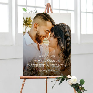 Wedding welcome sign poster with photo