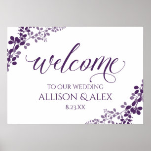 Wedding Welcome Sign   Purple Baby's Breath -Vines