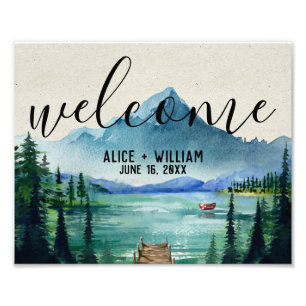 Wedding Welcome Sign - Rustic Lakeside