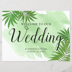 Wedding Welcome Sign Tropical Palm Leaves Invitation