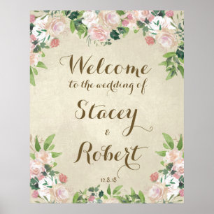 Wedding welcome sign vintage elegant floral