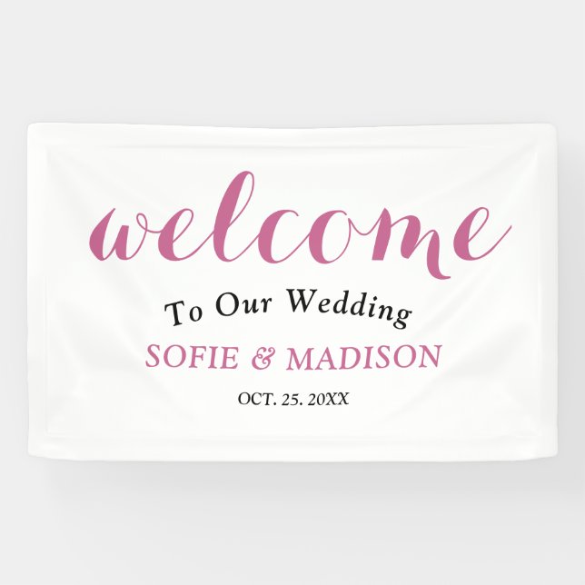 Wedding Welcome Sign with Elegant Black Script (Horizontal)
