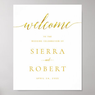 Wedding Welcome Sign with Elegant Faux Gold Script