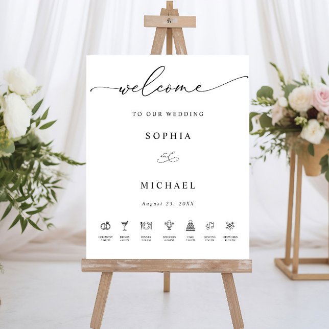 Wedding Welcome Sign With Timeline Minimalist (Creator Uploaded)