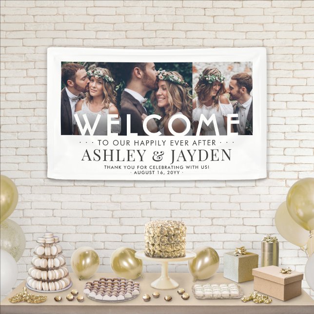 Wedding Welcome Simple Modern 3 Photo Collage Banner (Creator Uploaded)