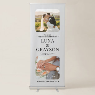 Wedding Welcome Simple Modern Calligraphy 2 Photo Retractable Banner