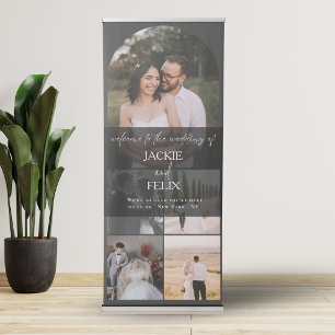 Wedding Welcome Simple Modern Calligraphy 5 Photo Retractable Banner