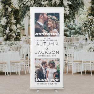 Wedding Welcome Simple Retro Typography 2 Photo Retractable Banner