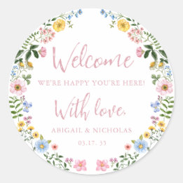 Wedding Welcome Sticker Wildflower Watercolor