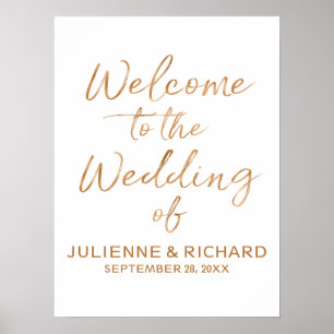 Wedding Welcome Stylish Rose Gold Lettered Sign