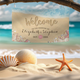 Wedding Welcome Summer Beach Starfish Sea shells Banner