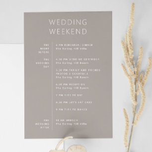 Wedding welcome. Taupe Weekend itinerary Timeline Invitation