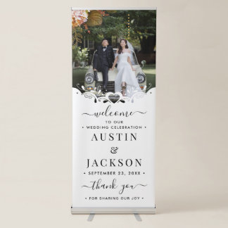 Wedding Welcome & Thank You Simple Script Photo Retractable Banner